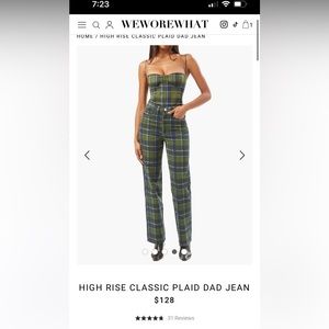 HIGH RISE CLASSIC PLAID DAD JEAN SIZE 25 (NEW WITH TAGS NEVER WORN)